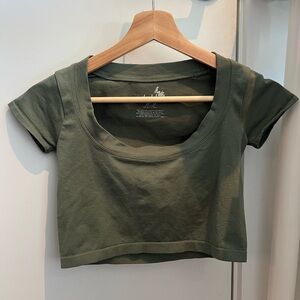 Free People Olive Scoop Crop Top
